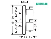 MEDIDAS TERMOSTATICA DUCHA EMPOTRADA ECOSTAT S HANSGROHE